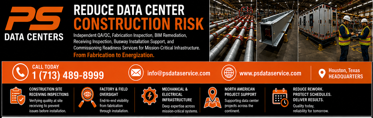 PS Data Centers hero and contact information